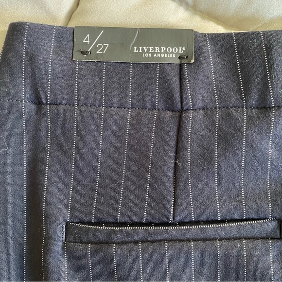Liverpool Navy Pinstripe Pencil Skirt, 4/27 - Picture 4 of 13